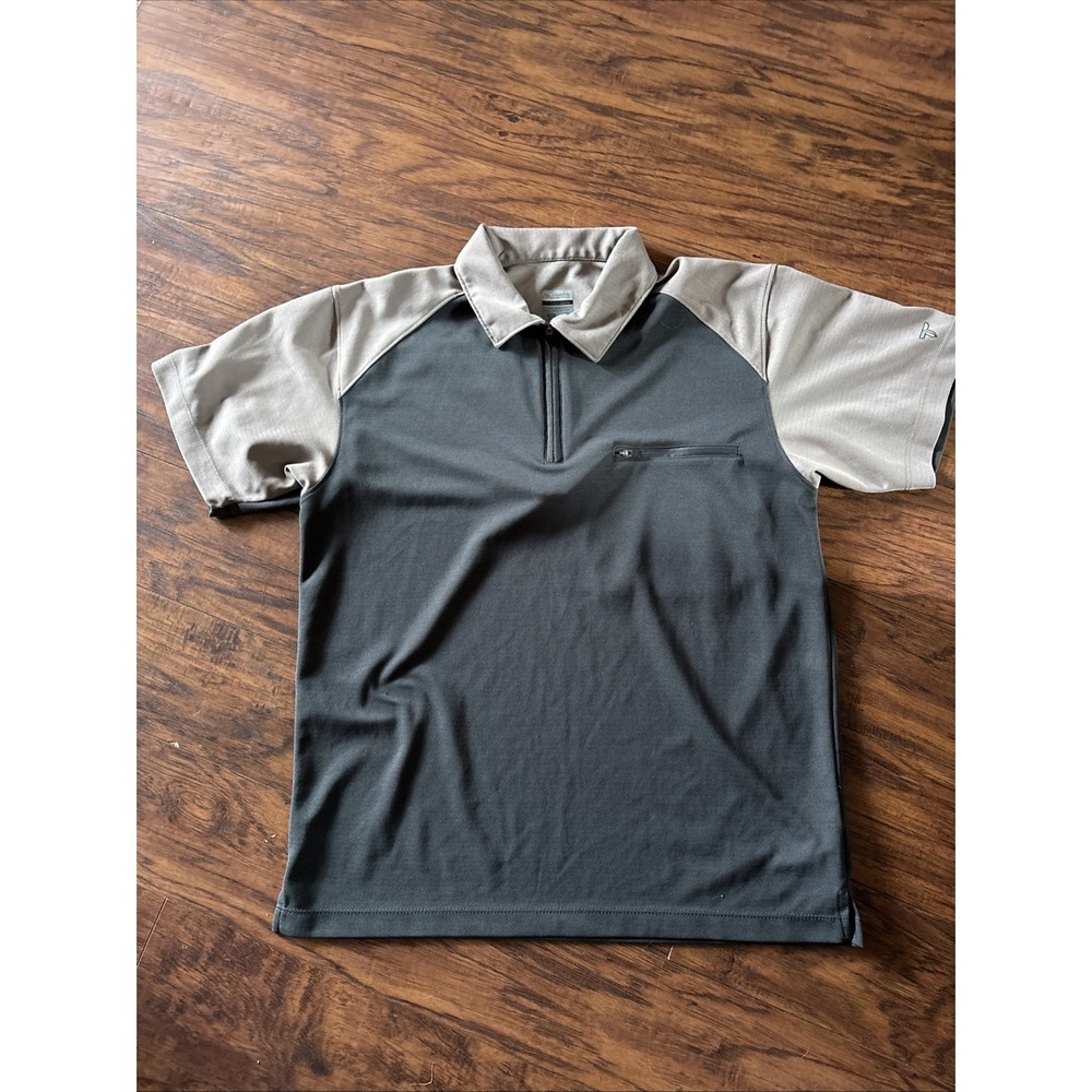 COLUMBIA MENS 1/2 zip SHIRT Gray/brown SHORT SLEEVE Medium